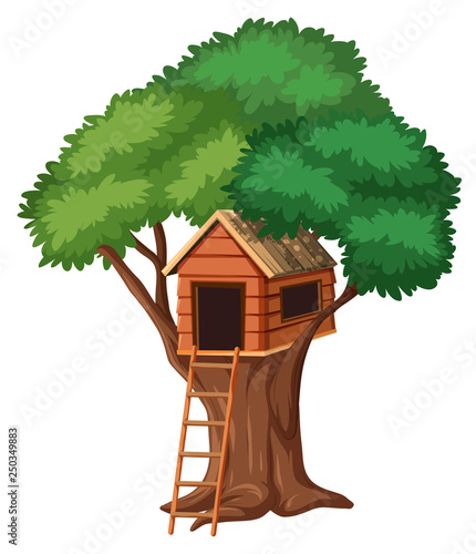 Isolated tree house on white background