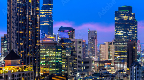 Night of the Metropolitan Bangkok City downtown cityscape urban skyline  Thailand  - Cityscape Bangkok city Thailand © suphaporn