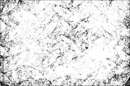 Texture of scratches, cracks, chips. Monochrome abstract grunge background. Black and white pattern of old surface. Template for texturing posters, business cards, labels, icons