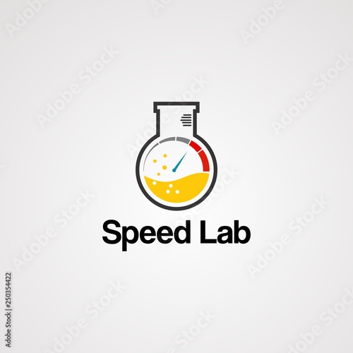 speed lab with drop water and accelerator meter, element, icon, and template for company