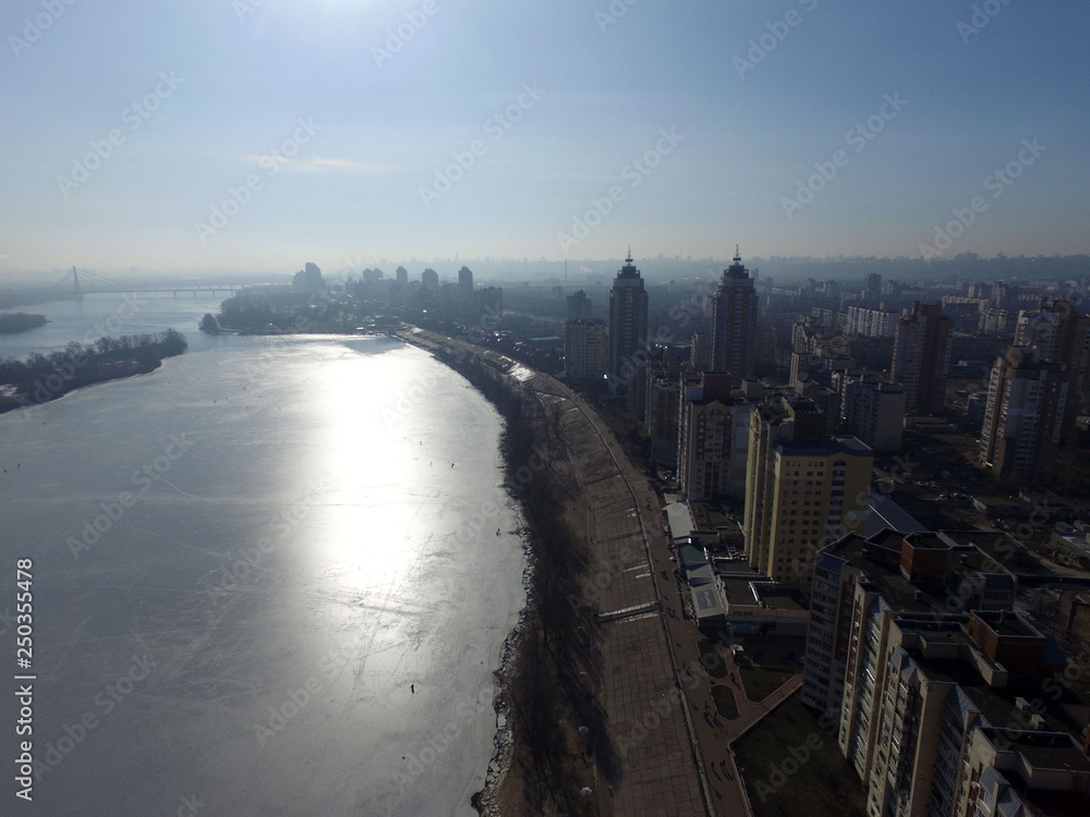 Modern residential area of Kiev at winter time (drone image). Kiev,Ukraine Modern residential area of Kiev at winter time (drone image). Kiev,Ukraine