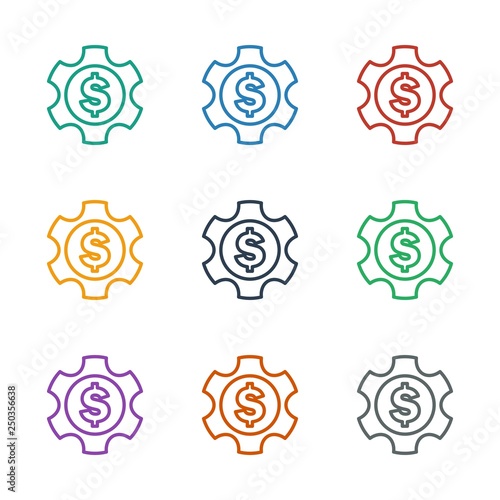 dollar gear icon white background