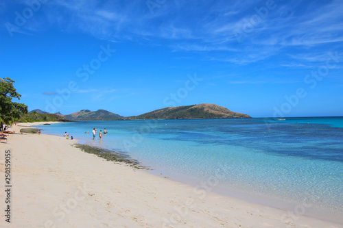 View of the Blue Lagoon Beach in the island of Nacula at the Fiji Islands