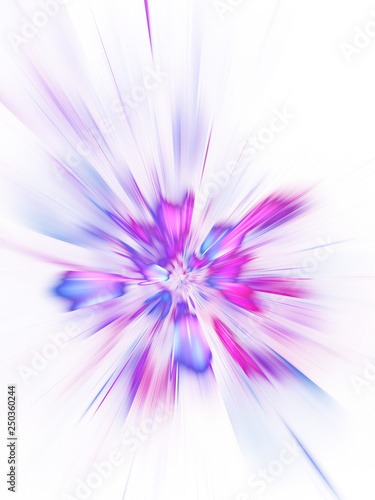Abstract holiday background with blurred rays and sparkles. Fantastic blue and purple light effect. Digital fractal art. 3d rendering.