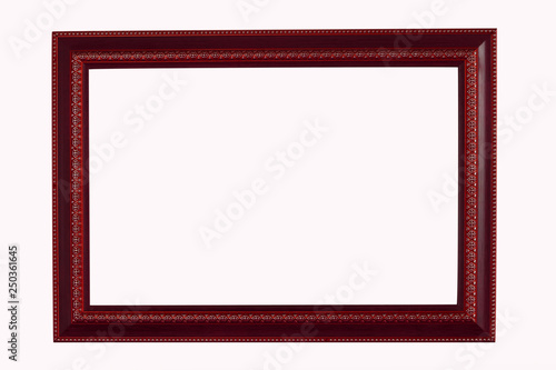 Red wood frame isolated on white background. clipping path.