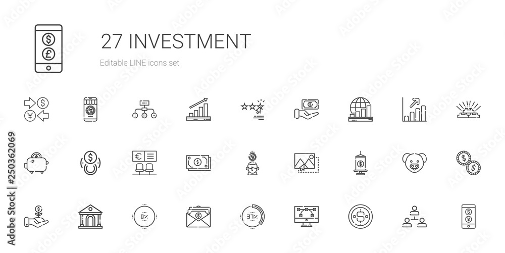 investment icons set - obrazy, fototapety, plakaty 