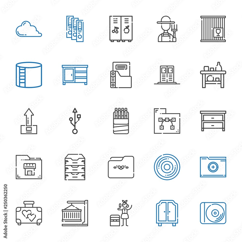 storage icons set