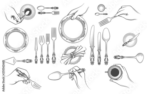 Hands with cutlery