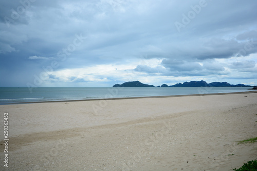 Tropical beach background  sea  sand  sky and white sand in  summer day
