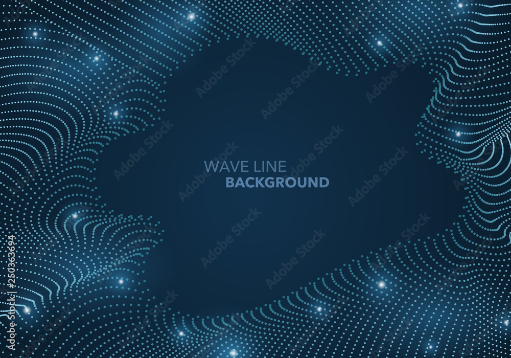 Futuristic abstract wave dot gradient line and illuminated light ball template background Futuristic abstract wave dot gradient line and illuminated light ball template background