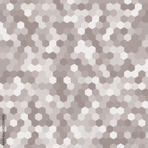 Grey random a hexagon mosaic, tiles background.