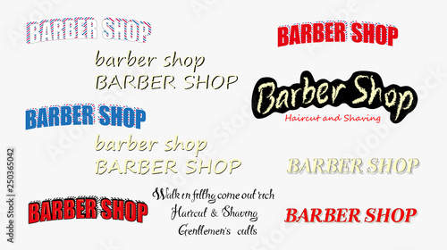 Set of vintage barber shop logo photo