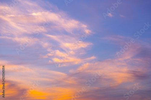Fototapeta Naklejka Na Ścianę i Meble -  Pastel sunset sky in pink, purple and blue