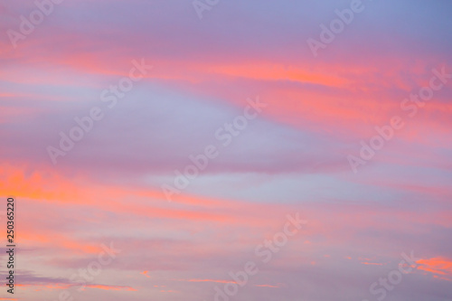 Pastel sunset sky in pink, purple and blue