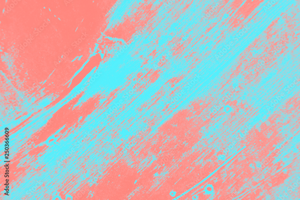 abstract coral pink and light blue paint  grunge brush texture background
