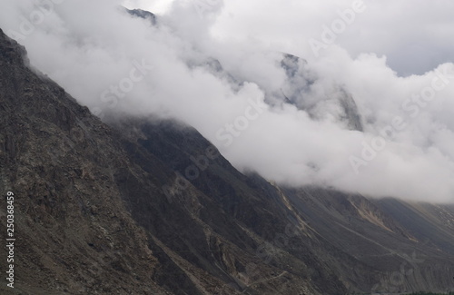 Mountains landscape in cloudy day. cloudy weather in the mountains.
