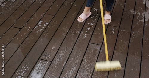 Woman clean the floor