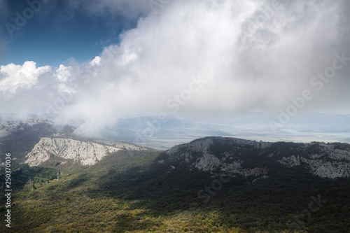 mountains in the clouds