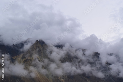 Mountains landscape in cloudy day. cloudy weather in the mountains.