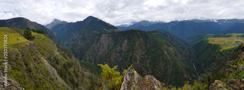 The valley of the Pirikiti Alazani River in the region of Tusheti in the Caucasus mountain, Georgia