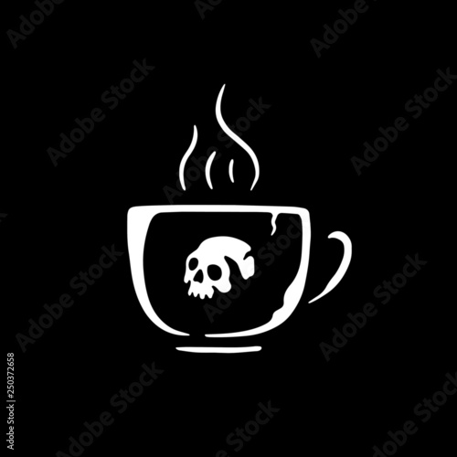 SKULL COFFEE CUP BLACK BACKGROUND