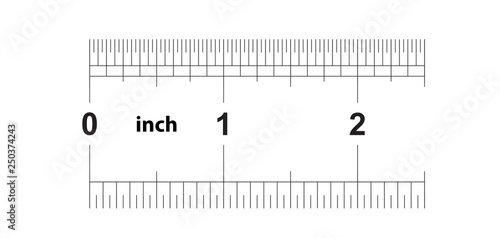Ruler 2 inches imperial. Ruler 2 inches metric. Precise measuring tool. Calibration grid.