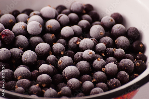 frozen black currant in a bowl