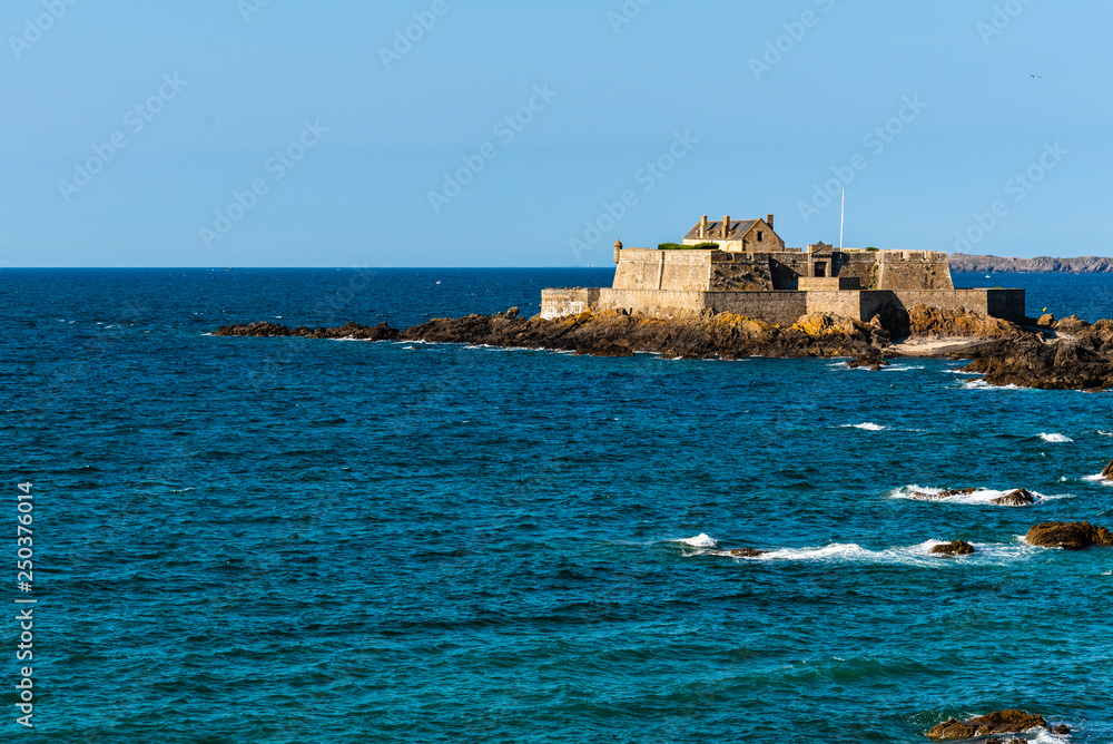 Fort National and rocks during High Tide in Saint Malo