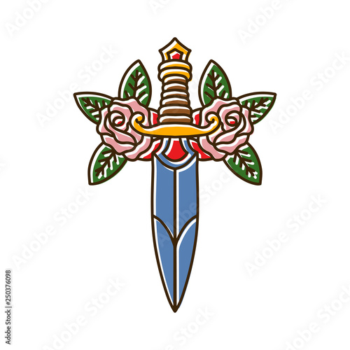 Knife With Rose Tattoo