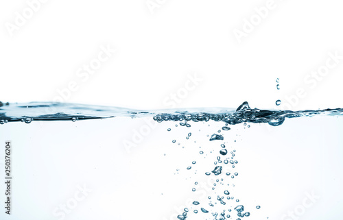 water splash and bubbles isolated on white background