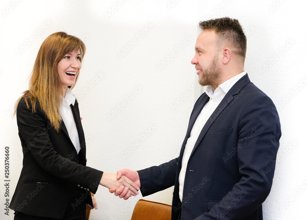 A positive meeting business partners A positive meeting business partners
