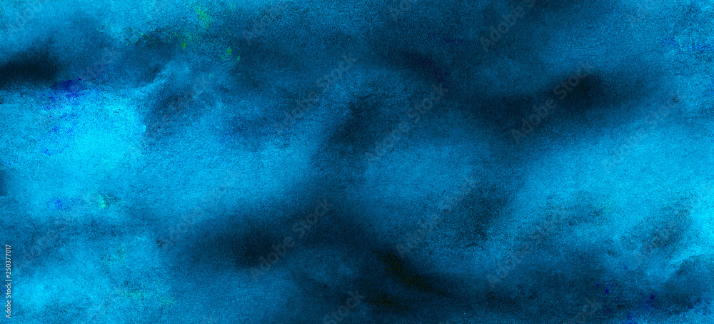 Cosmic neon light blue watercolor background. Paper textured aquarelle deep black canvas for modern creative design. Thunder storm lightning night sky texture multicolor water color paint illustration Cosmic neon light blue watercolor background. Paper textured aquarelle deep black canvas for modern creative design. Thunder storm lightning night sky texture multicolor water color paint illustration