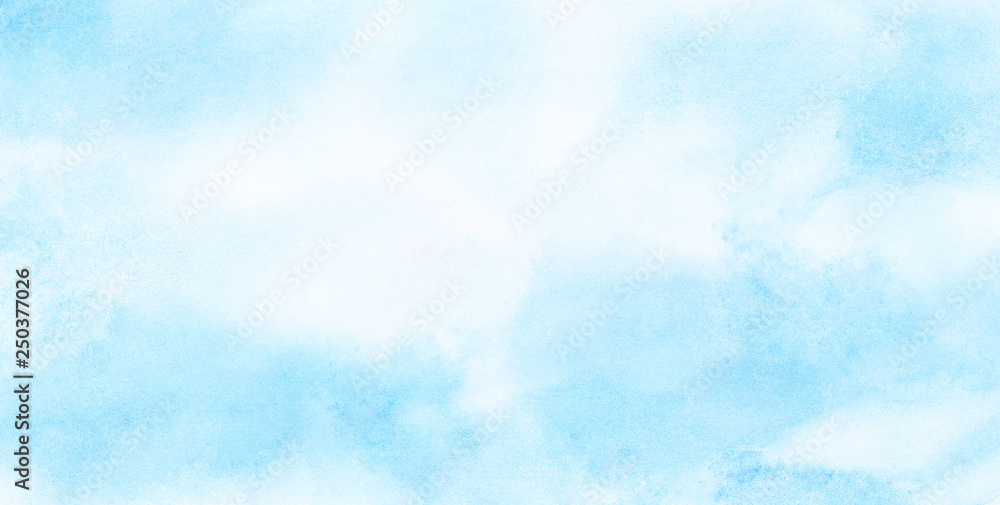 Fototapeta Światło niebieskie tło akwarela. Aquarelle farby papier teksturowane element płótna do projektowania tekstu, karty okolicznościowe, szablon. Turkusowy kolor ręcznie ilustracji