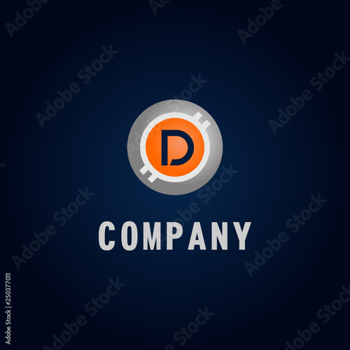 Letter D Rounded Alphabetic Coin Logo Concept
