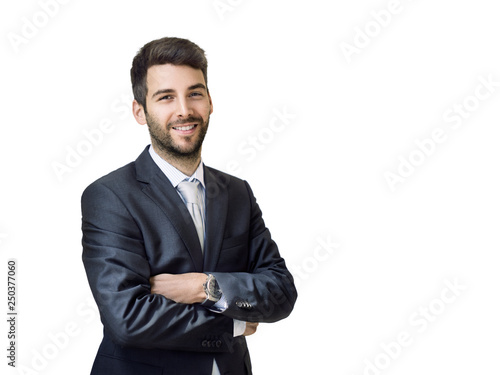 Happy smiling businessman  isolated on white background