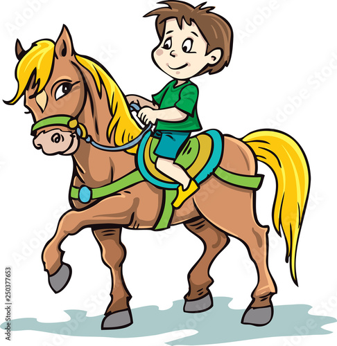 child rides a horse