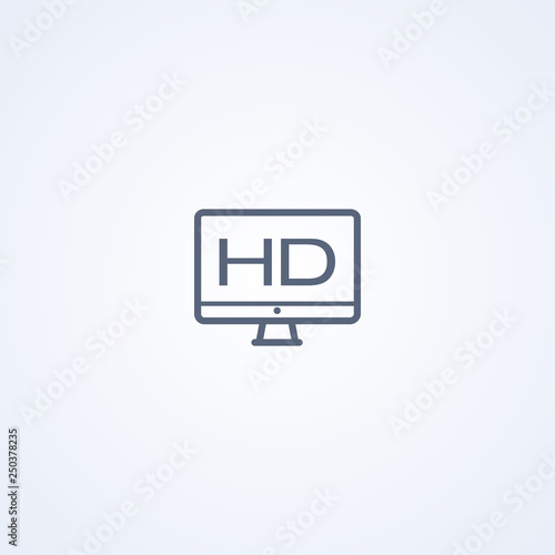 HD monitor, vector best gray line icon