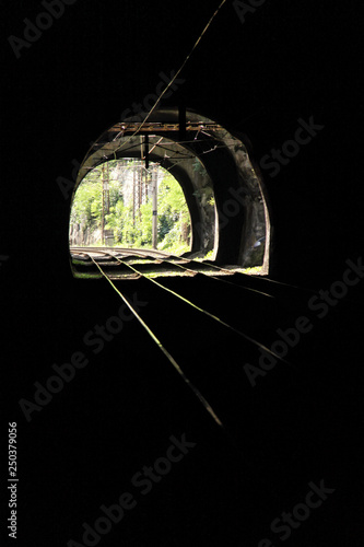 Inside the two rail track railway tunnel © ondrejschaumann