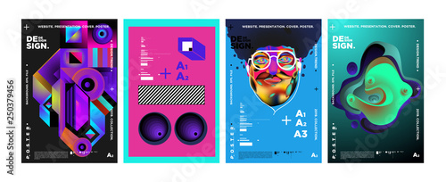 Cover and Poster Design Template for Magazine. Trendy Vector Typography and Colorful Illustration Collage for Cover and Page Layout Design Template in eps10.