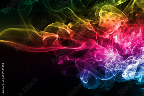 Abstract colorful smoke on black background, fire design