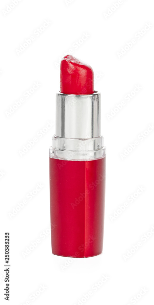 opened red lipstick isolated on white background opened red lipstick isolated on white background