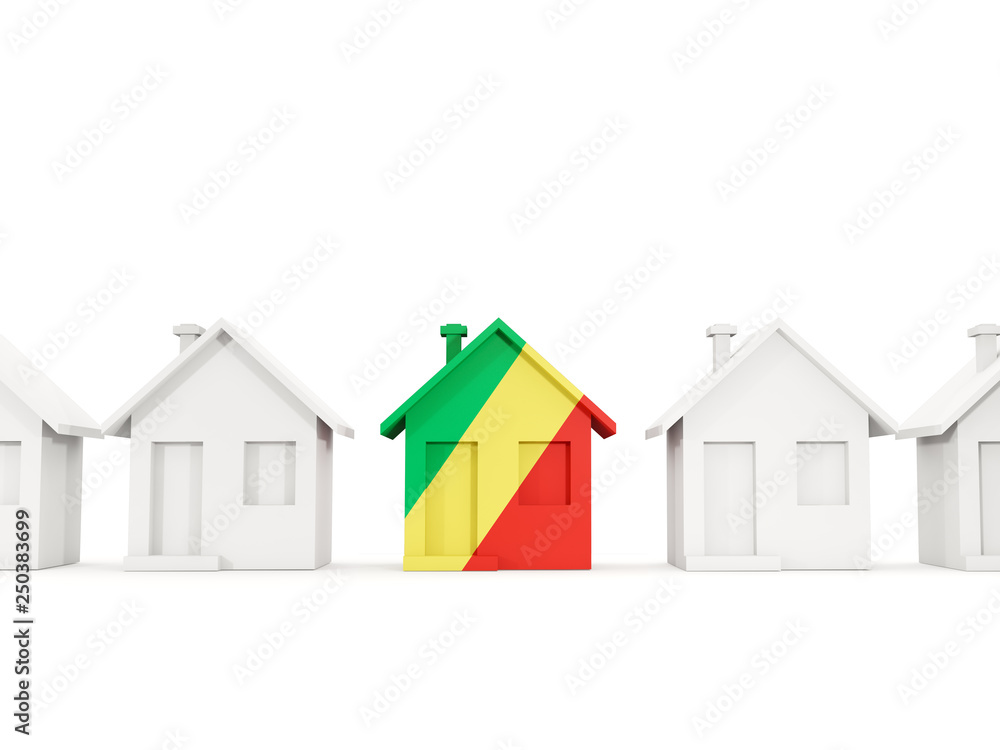 House with flag of republic of the congo
