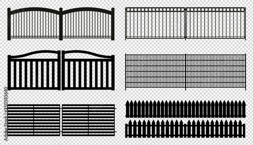 Fence Panels - Different Silhouettes - Vector Illustrations - Isolated On Transparent Background