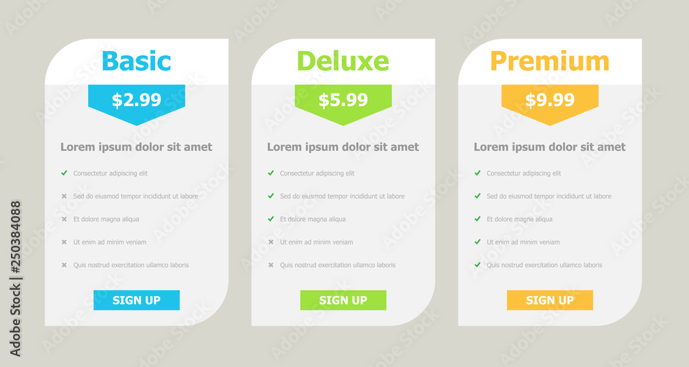 Vector Package Price Plans Option Graphic Element Vector Package Price Plans Option Graphic Element