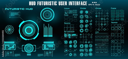 Sci-fi futuristic hud dashboard display virtual reality technology screen, target