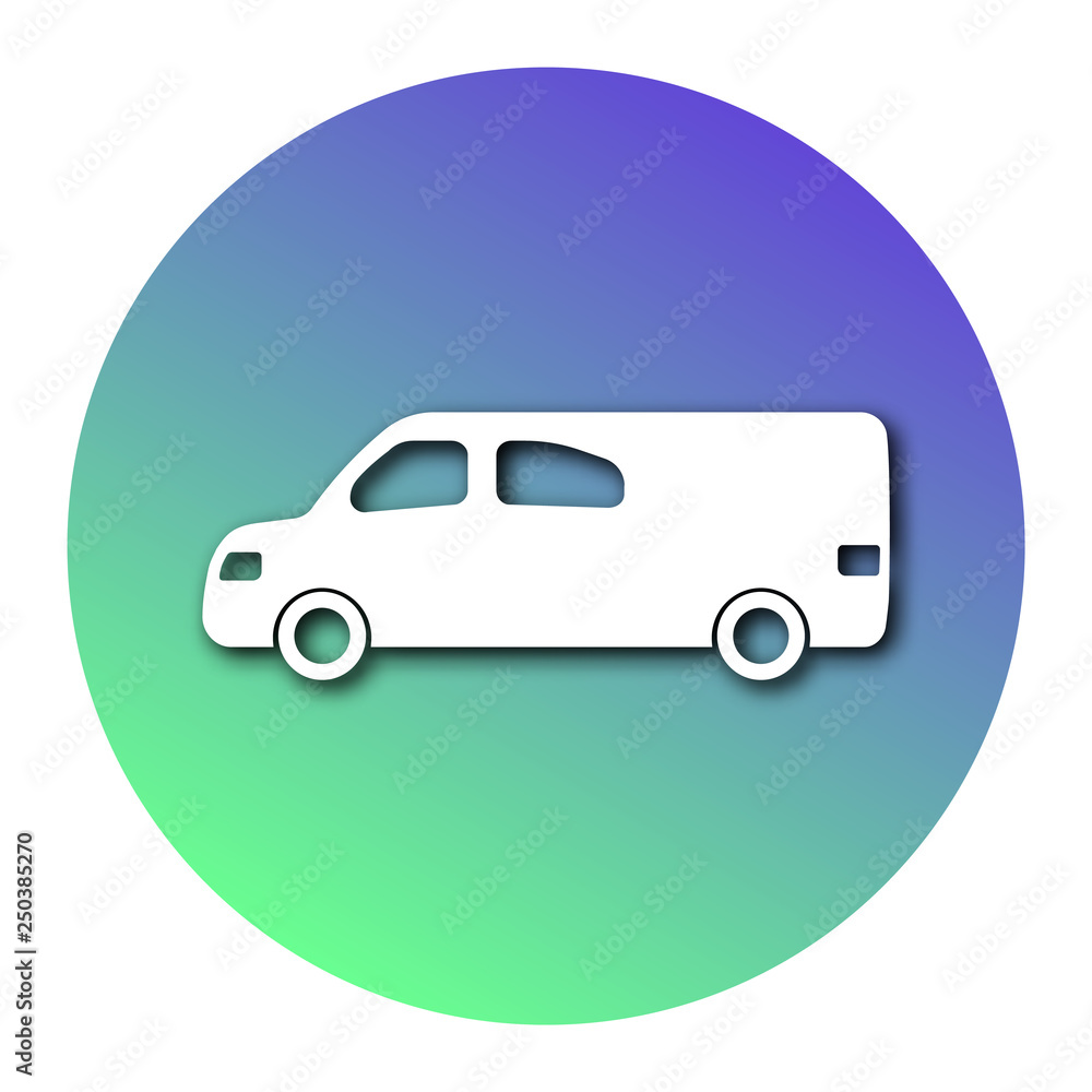 White car in circle with modern gradient