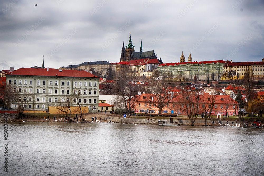 Prague castle with vltava river