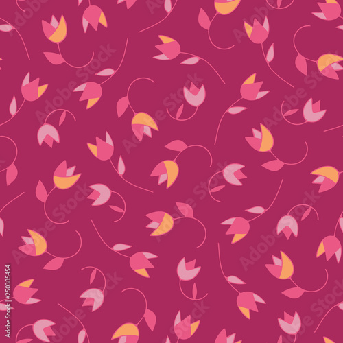 Lovely abstract vector floral seamless pattern tulips. Trendy hand drawn textures. Modern abstract design for, paper, cover, fabric and other users.