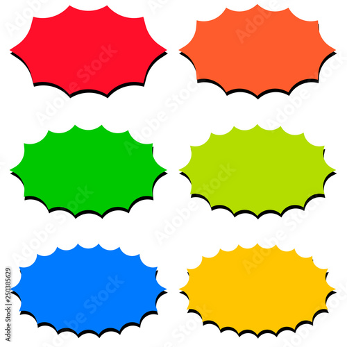 Set speech bubble templates, shape icons vector speech balloon starburst promo blast, for design stickers promo blast
