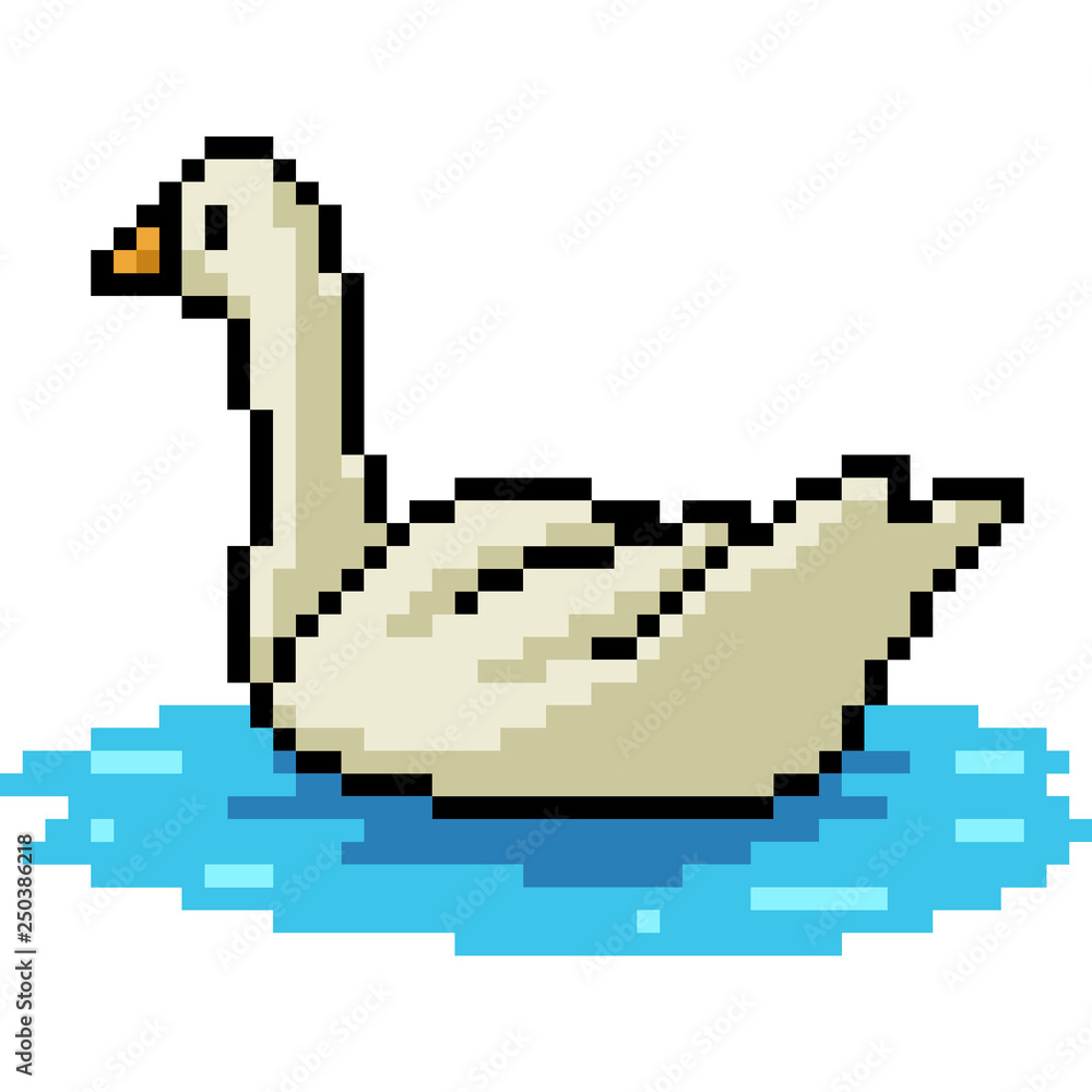 vector pixel art duck swim